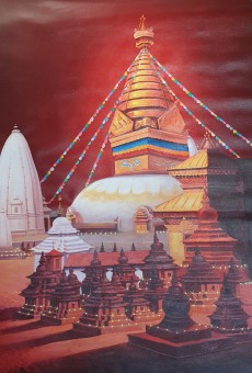 Handgemaltes Landschaftsbild aus Nepal 122 x 84 